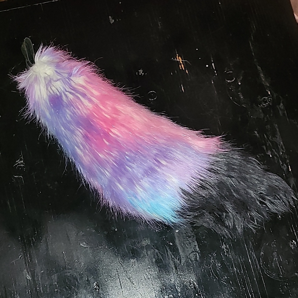 Multicolor Faux Fur Keychain